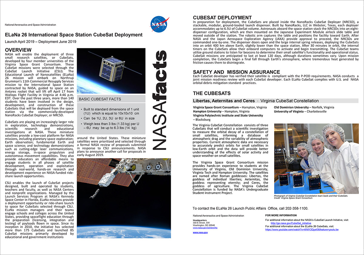Virginia CubeSat Constellation